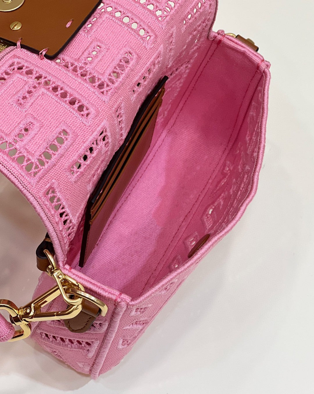 Top QualityTop Quality Baguette Pink with Embroidery Small Bag For Woman 21cm/8in