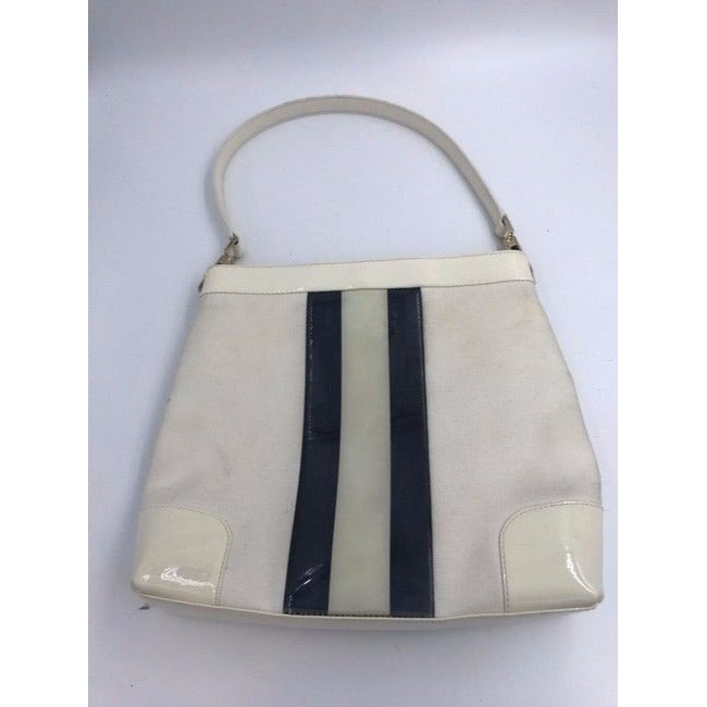 Gucci   White Canvas White Patent Leather Tote