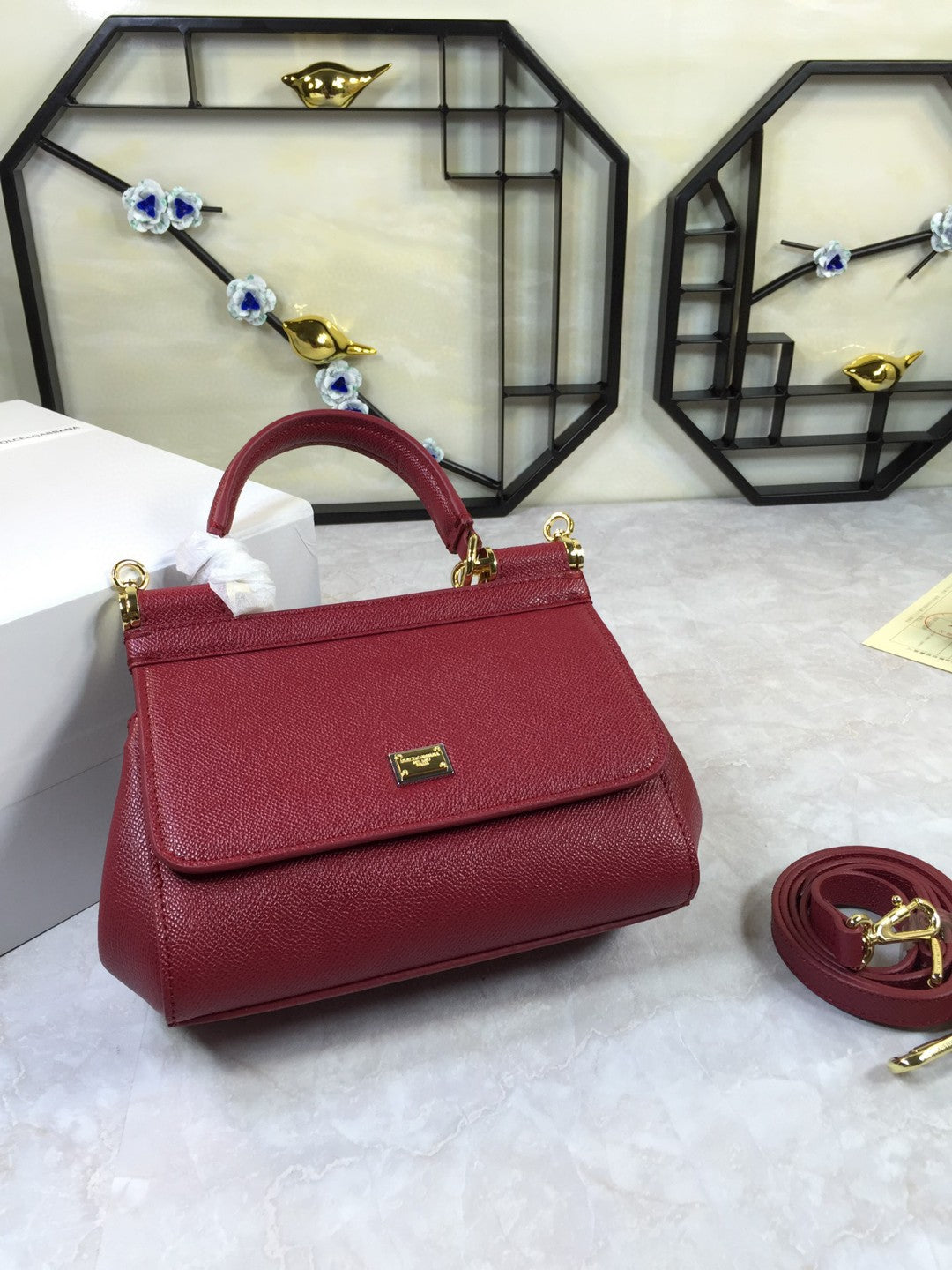 Top Quality Medium Sicily Handbag In Dauphine Burgundy For Women 10.2in/26cm Top Quality Top Quality4347A10018M073
