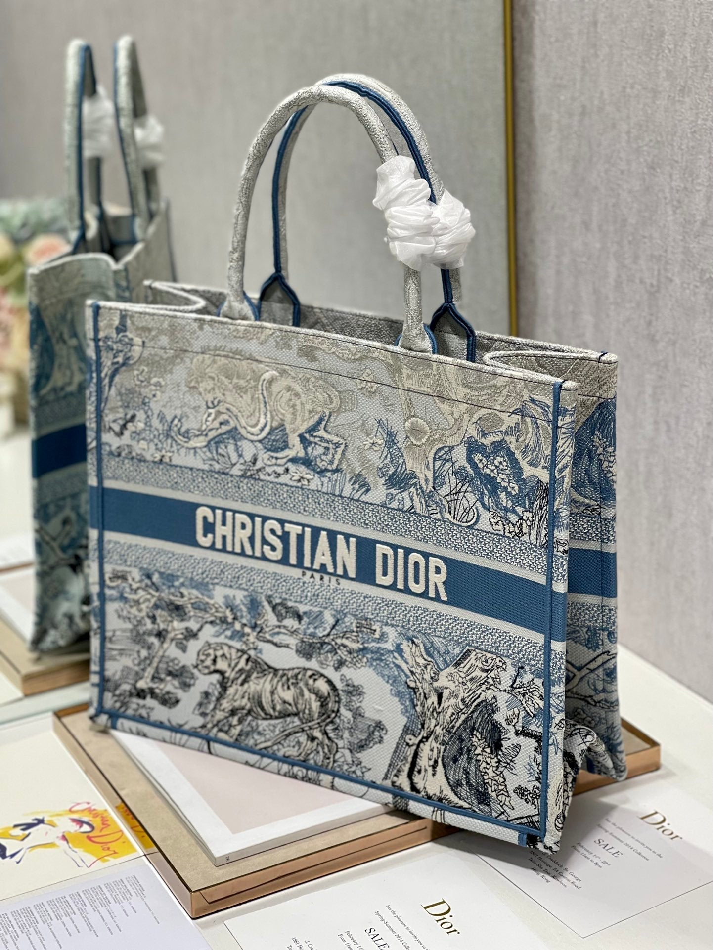 Top Quality Large Book Tote Bag Blue For Women 42cm/16in CD
