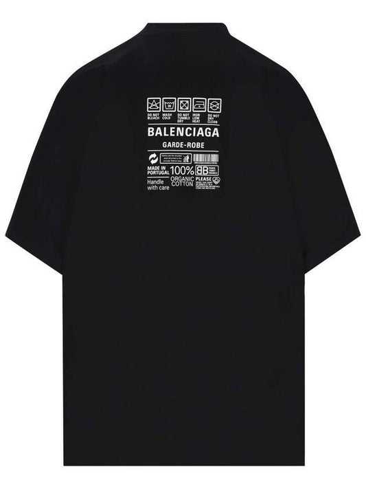 Luxury Balenciaga Trending 2025 Care Label Print Short Sleeve T-Shirt Black
