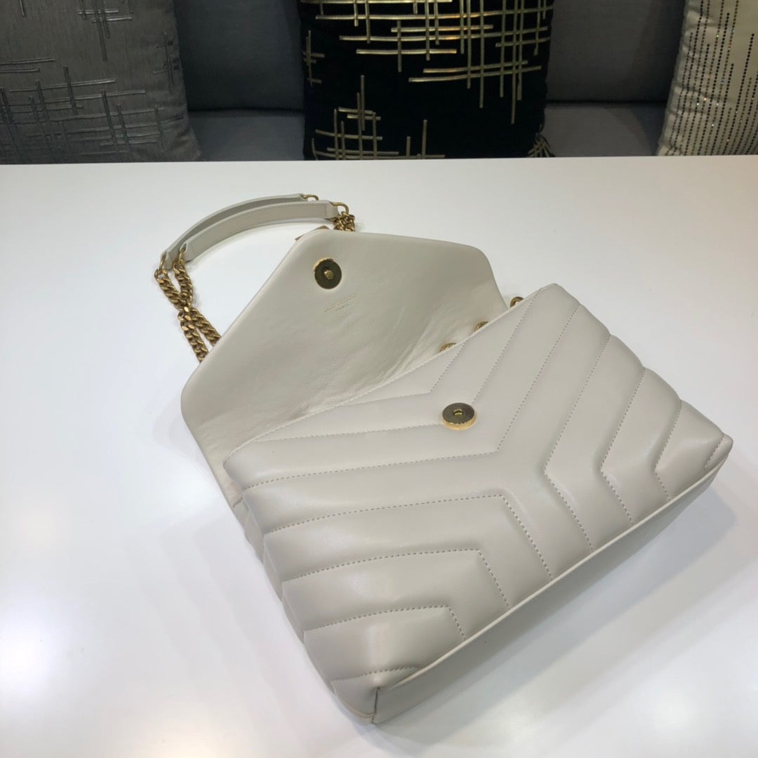 Top Quality Loulou Small Chain Bag In Matelassé "Y" White For Women 9.8in/23cm YSL 494699DV7279207