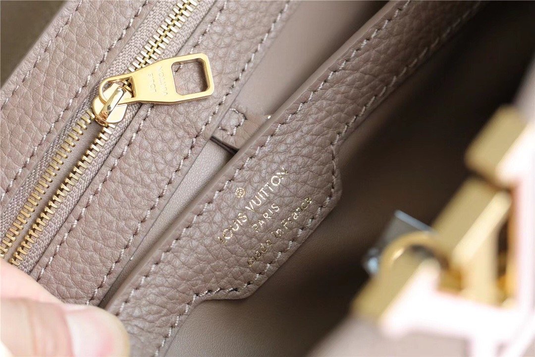 Top Quality Capucines BB Taurillon Smokey Brown Green/ Creme/ Pink For Women, Womens Bags, Shoulder And Crossbody Bags 10.6in/27cm Top Quality