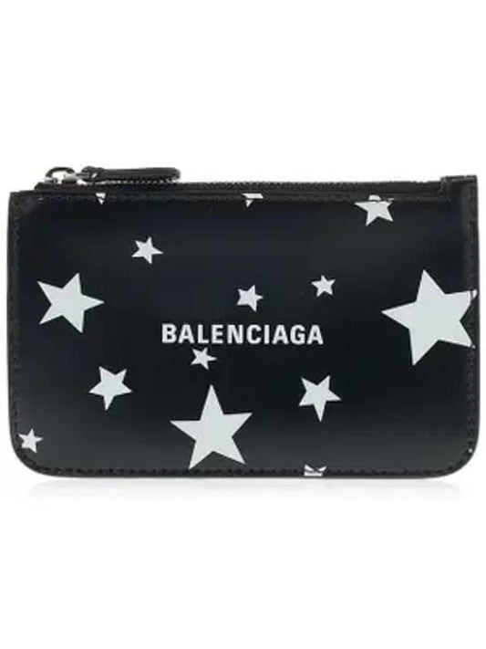 Luxury Balenciaga Trending 2025 Stars And Moon Print Card Wallet Black