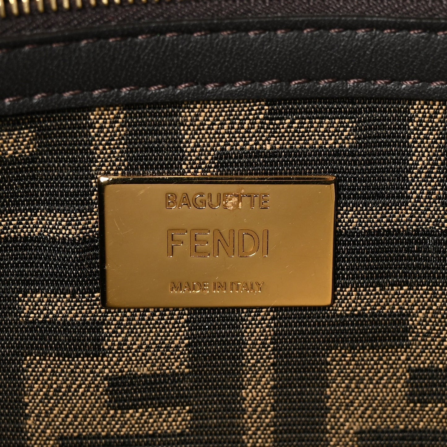Fendi Fabric Jacquard FF 1974 Medium Baguette Tobacco Moro Black