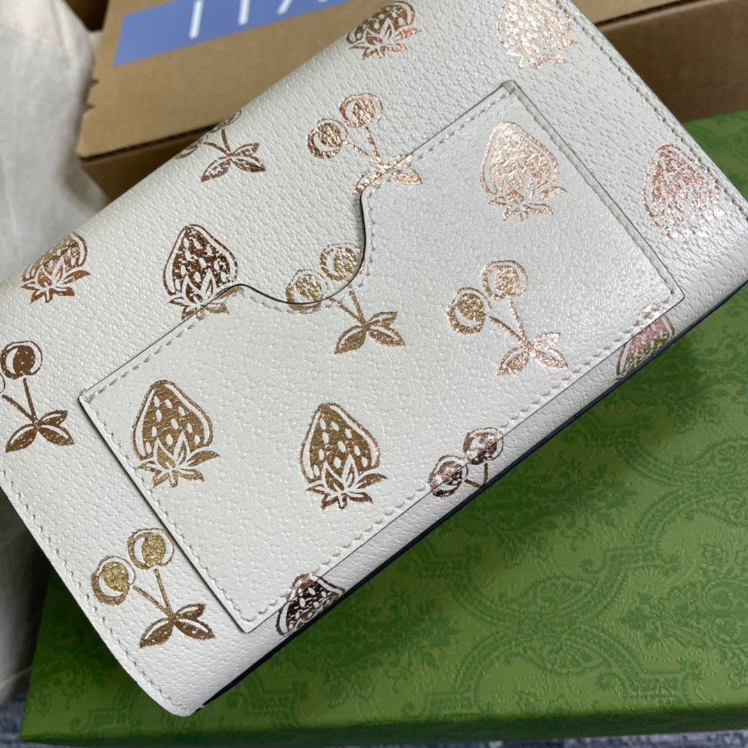gg Padlock Small gg Strawberry Shoulder Bag White For Women, Women’s Bags 7.9in/20cm gg