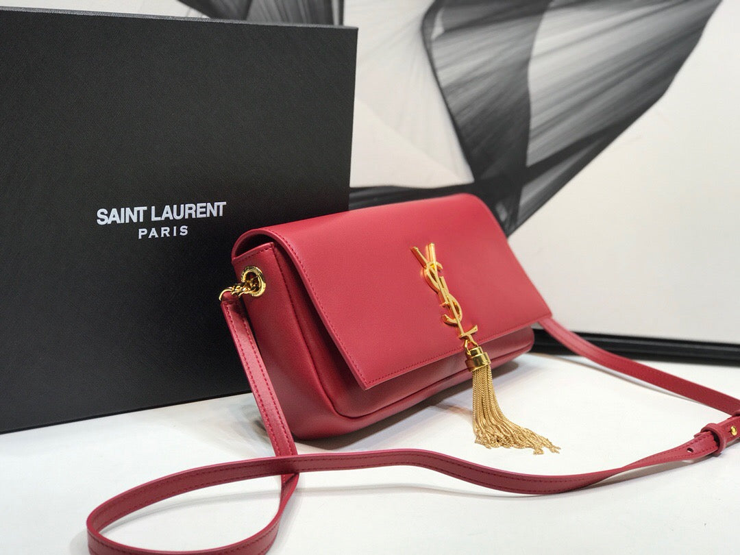 YSSL Kate Tassel Small Shoulder Bag Red For Women 10in/26cm YSL 