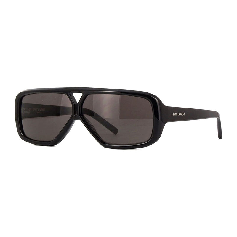 Saint Laurent Sunglasses Aviator Full Rim, Shiny Black Frame and Grey Lens SL569Y001