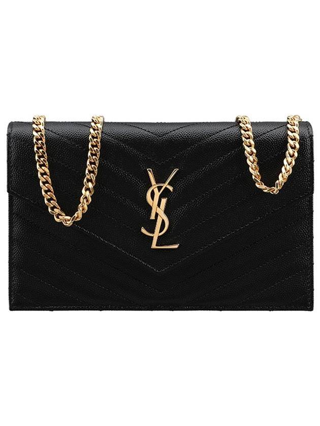 Luxury Saint Laurent Trending 2025 Cassandre Matelasse Envelope Chain Cross Bag In Grain De Poudre Embossed Leather Black