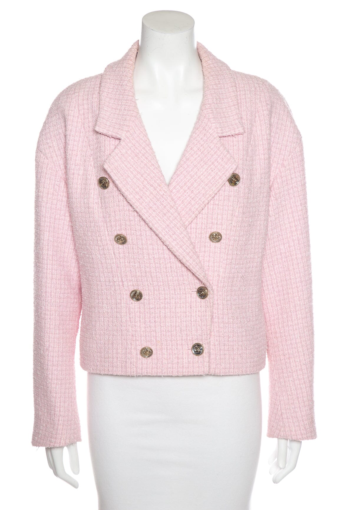 Chanel   2001 Spring Pale Pink Tweed Jacket SZ 40