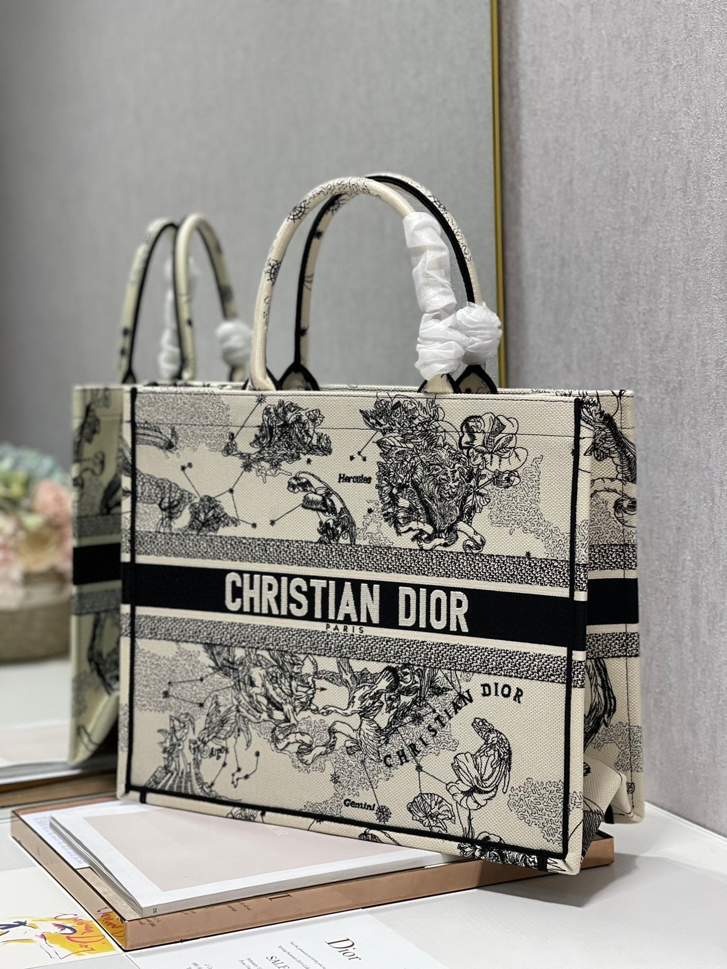 Top Quality Large Book Tote ZoTop Qualityac Embroidery, Black/Beige, For Women Womens Handbags, 41cm CD