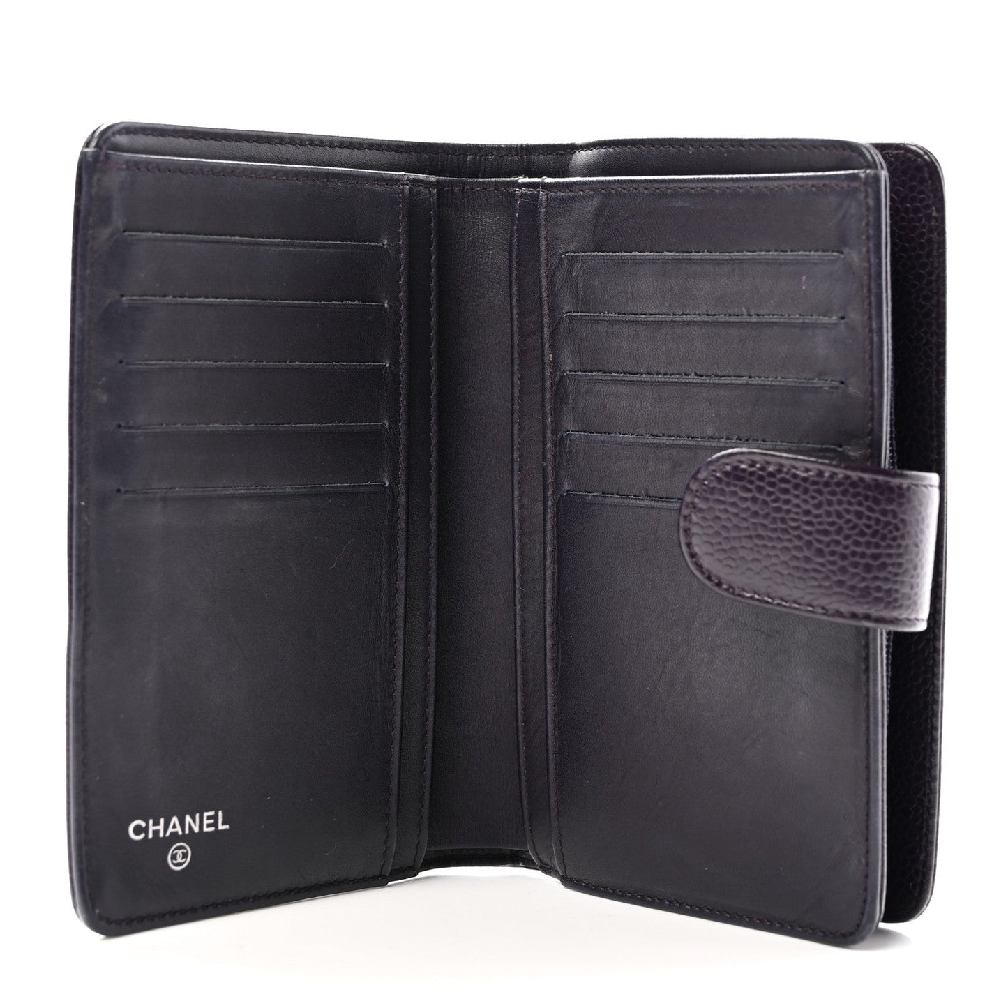 Chanel Caviar Timeless CC Zipped Pocket Wallet Dark Purple