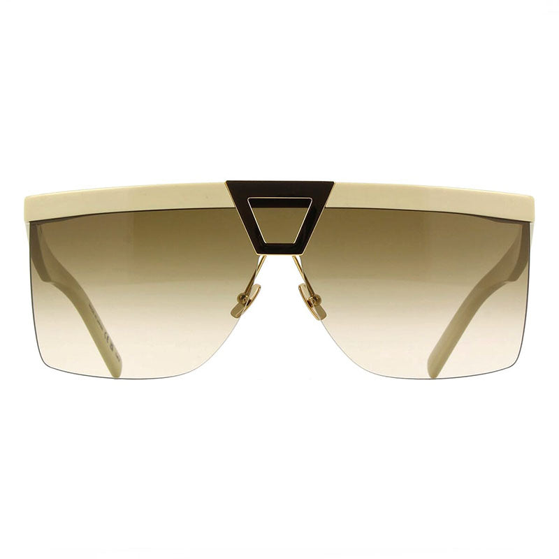 Saint Laurent Sunglasses Shield Semi Rim, Ivory Frame and Brown Lens SL537PALACE002