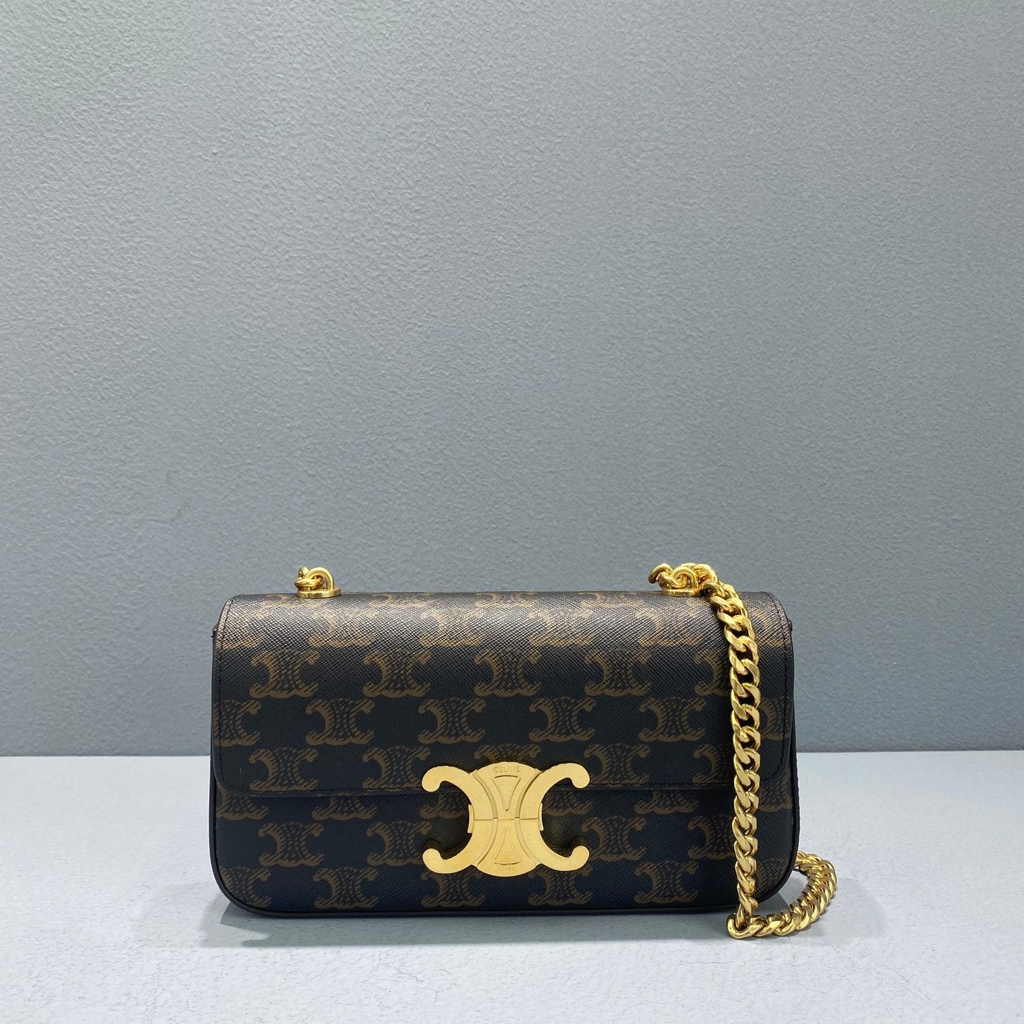 Top Quality Chain Shoulder Bag Triomphe In Triomphe Canvas Brown For Women 8in/20.5cm 197992DQW.04LU