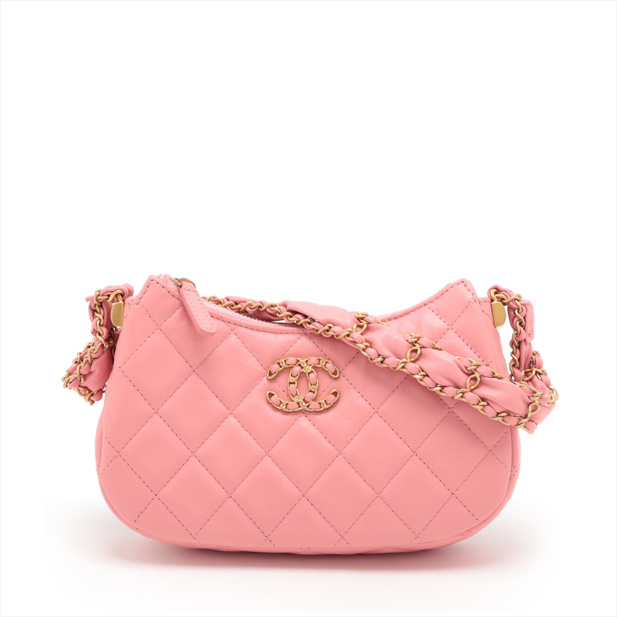 Chanel 19 in Chain Shoulder Bag Hobo Bag Pink G