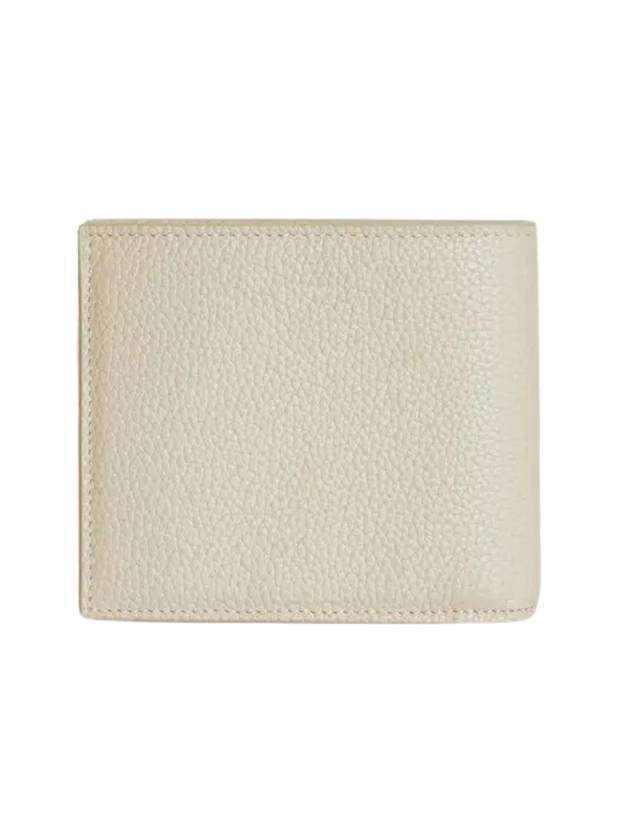 Luxury Saint Laurent Trending 2025 Tiny Cassandre Logo Plaque Half Wallet Beige