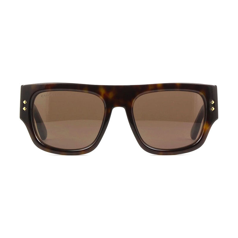 Gucci Sunglasses Square Full Rim, Dark Havana Frame and Brown Lens GG1262S002