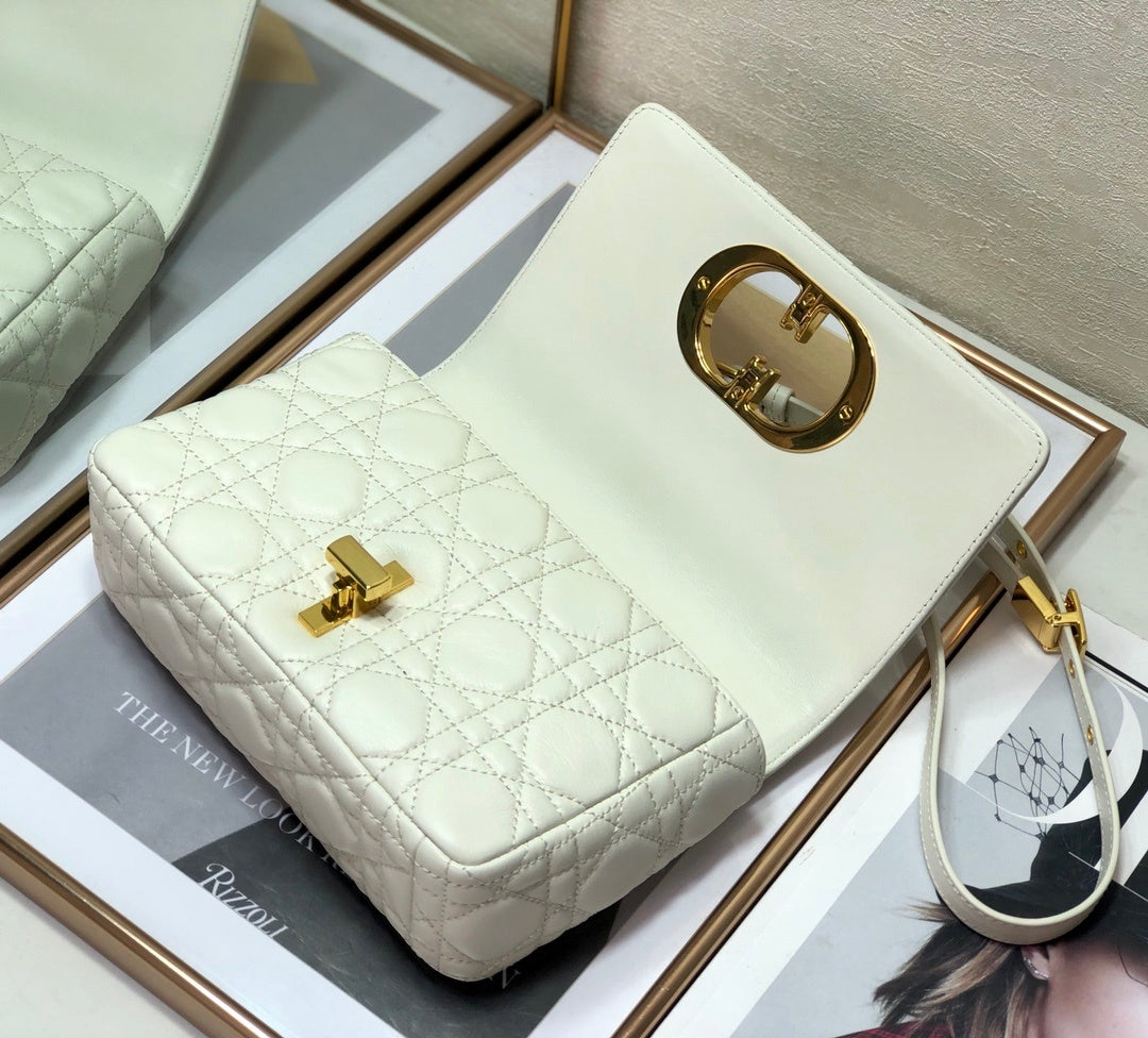 Top Quality Small Caro Bag, White, For Women Womens Handbags, Shoulder Bags, Crossbody Bags, 20cm CD M9241UWHC_M35U
