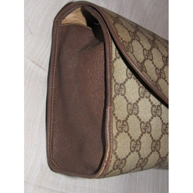 Gucci   Brown Leather Large G Logo Print Coated Canvas And Red Green Stripe