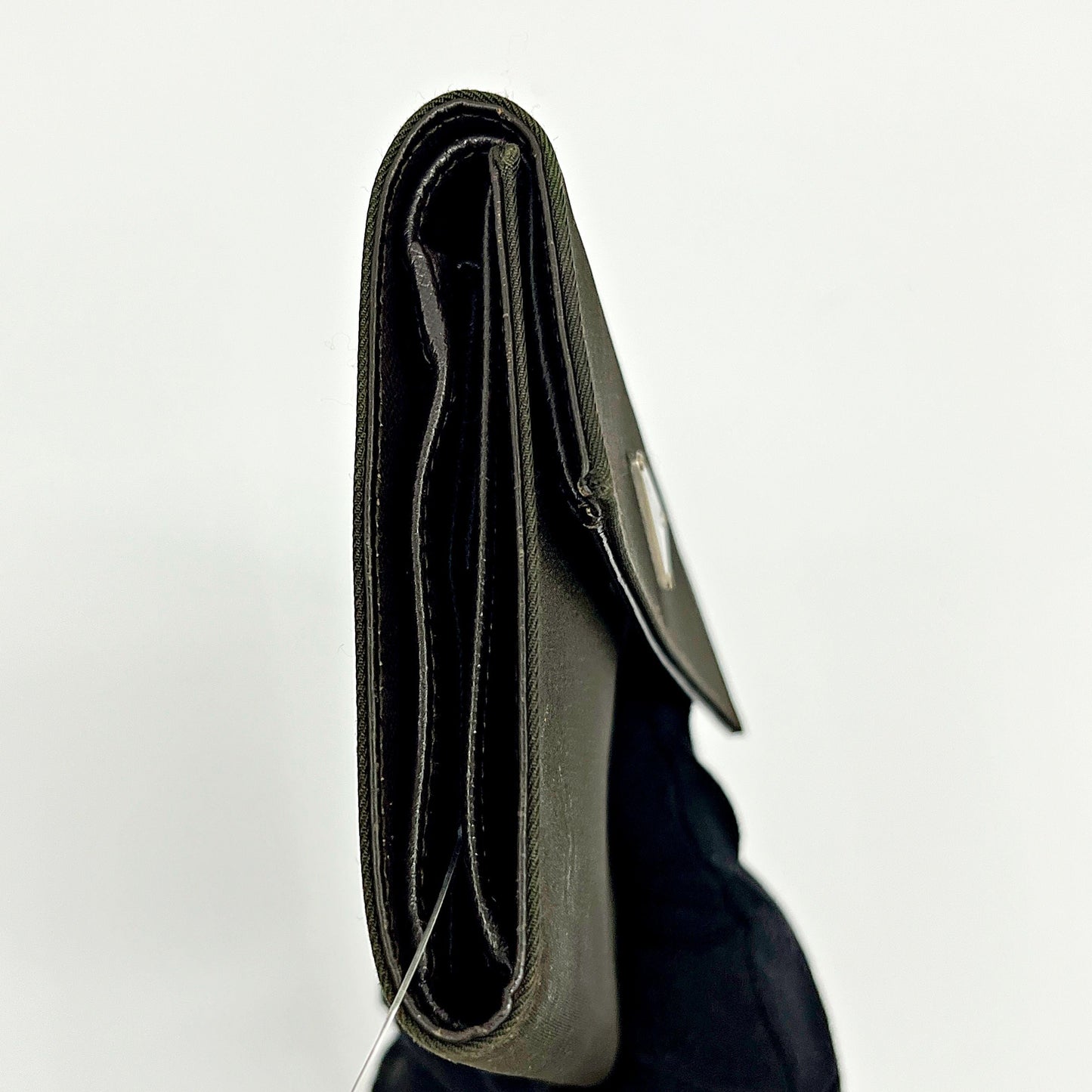 Prada Wallet Olive Green Nylon Leather Trifold pr6604yy
