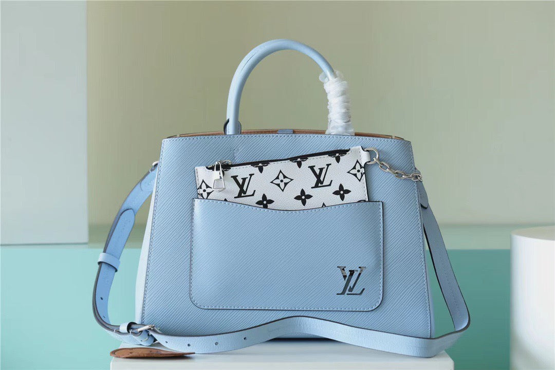 Top Quality Marelle Tote MM Epi Bleu Nuage Blue For Women, Womens Handbags, Shoulder And Crossbody Bags 11.8in/30cm Top Quality 