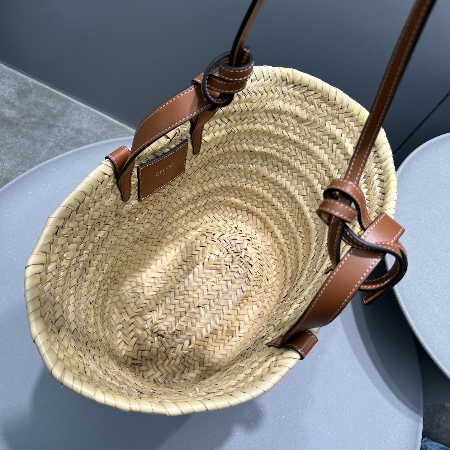 Top Quality Teen Triomphe Top Quality Classic Panier In Palm Leaves With Heart Patch Brown For Women 10in/25cm 194002DUI.04LU 