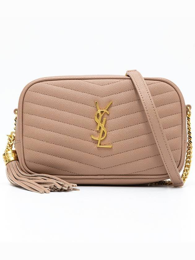 Luxury Saint Laurent Trending 2025 Lulu Mini Quilted Grain Leather Cross Bag   Peach
