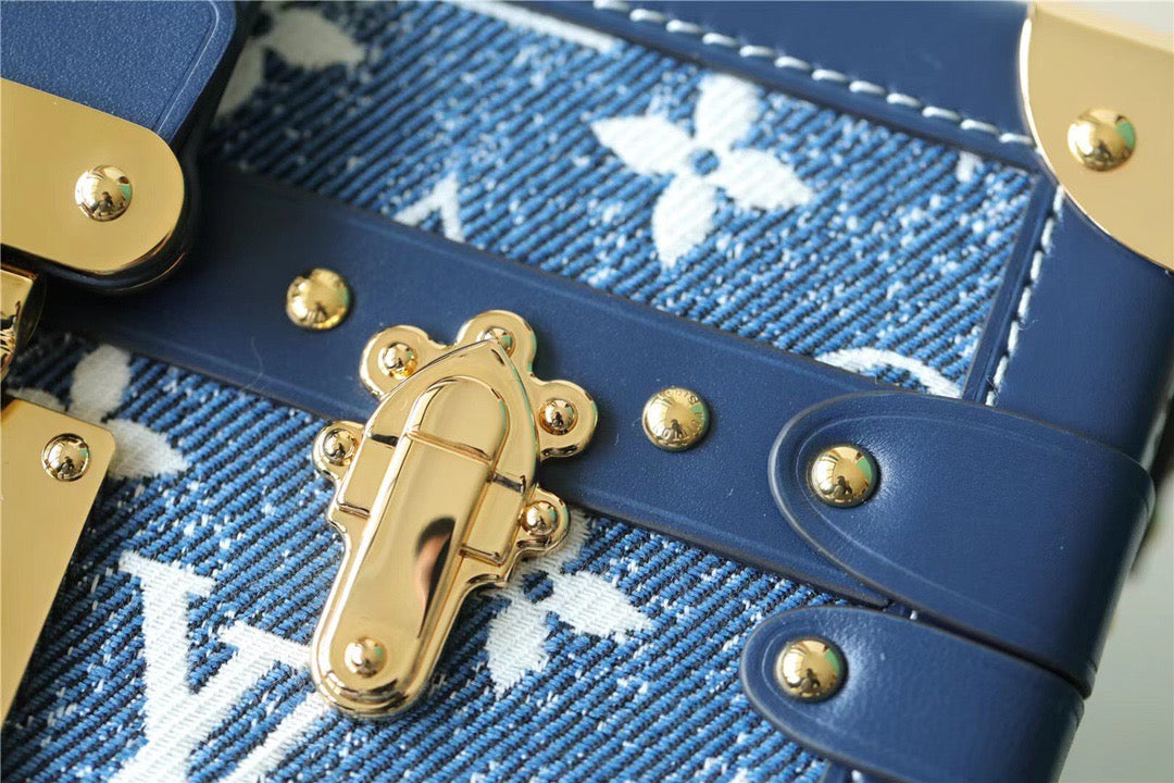 Top Quality Petite Malle Jacquard Since 1854 Blue For Women, Womens Handbags, Shoulder Bags And Crossbody Bags 7.5in/19cm Top Quality 
