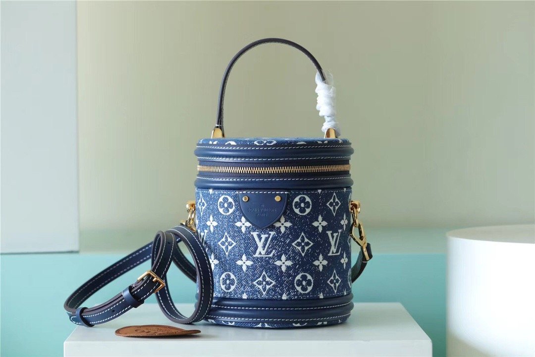 Top Quality Cannes Monogram Denim By Nicolas Ghesquiere For Women, Womens Bags, Shoulder And Crossbody Bags 6.7in/17cm Top Quality