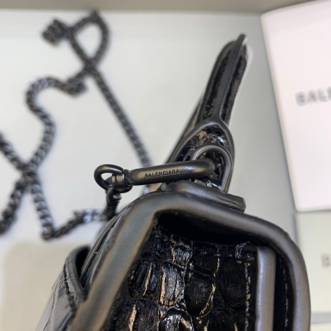 Top Quality Hourglass Mini Handbag With Chain In Black, For Women,  Bags 4.7in/12cm