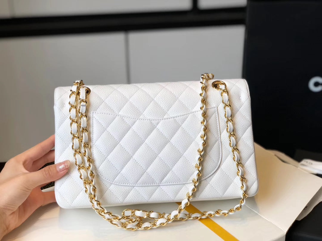 CHL Classic MeTop Qualityum Top Qualityapbag Golden Hardware White 10in/25.5cm