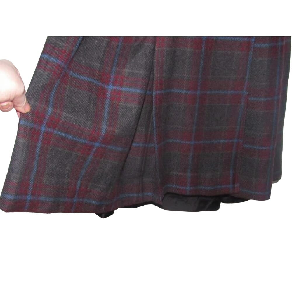, Gucci, multicolored plaid cashmere blend, 'school girl' midi skirt with knife pleats, a button up front, & a sewn in lining