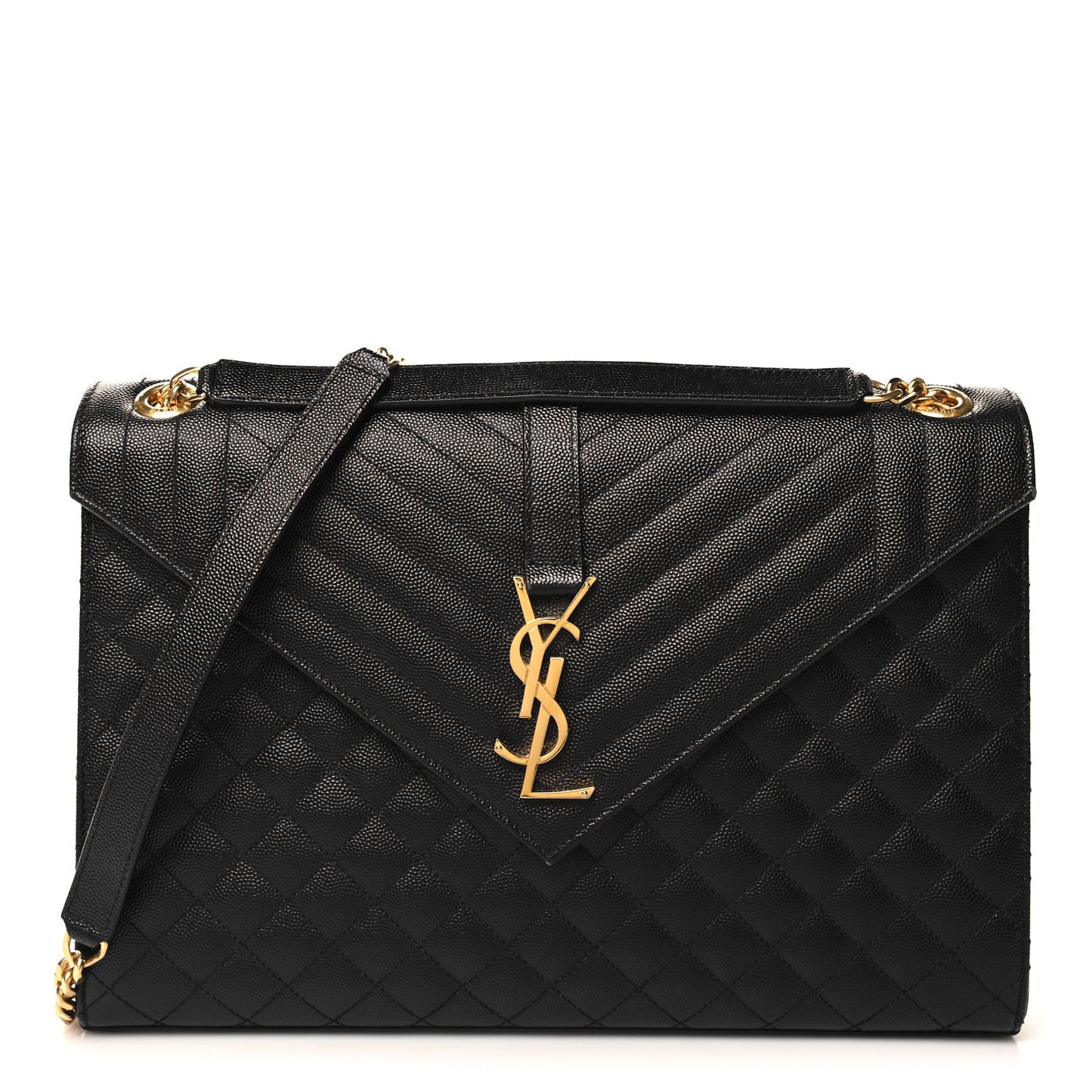 Saint Laurent Grain De Poudre Textured Mixed Matelasse Large Triquilt Monogram Satchel Black