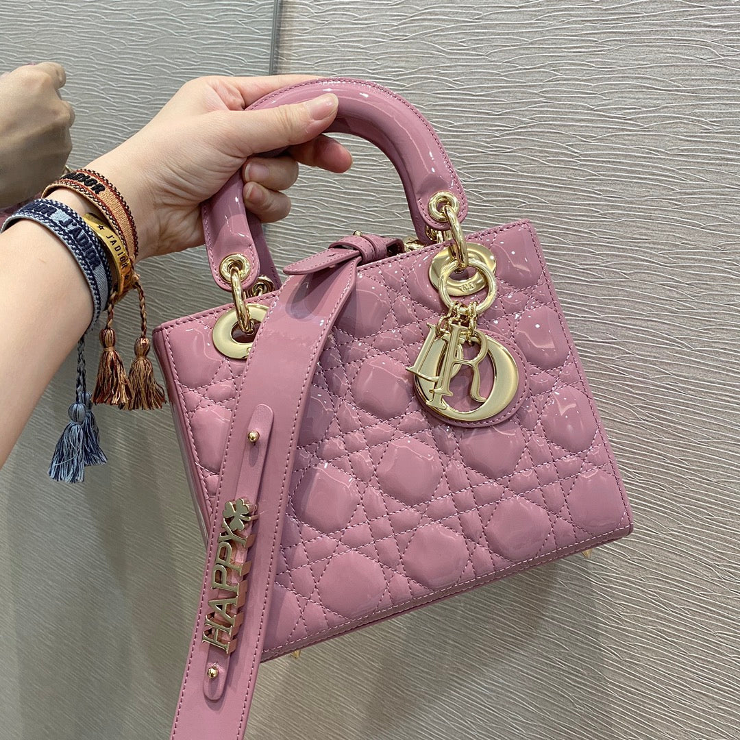 Top Quality Small Lady Bag Clutch Gold Toned Hardware Pink For Women 8in/20cm CD