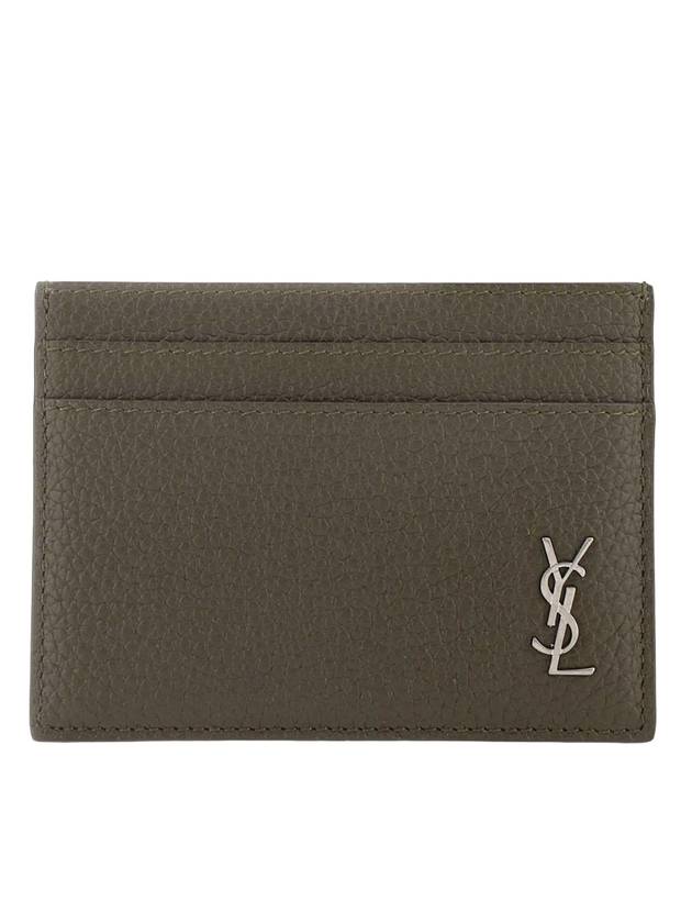 Luxury Saint Laurent Trending 2025 Casandre Small Grain Leather Card Wallet Dark Khaki