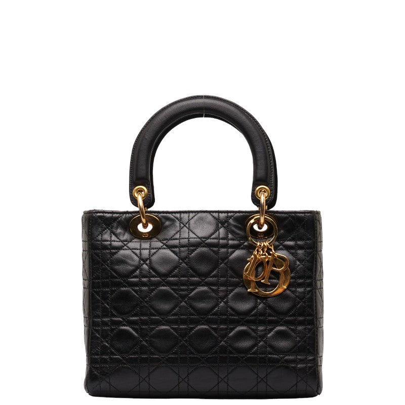Dior Medium Cannage Leather Lady Dior Leather Handbag in Good condition