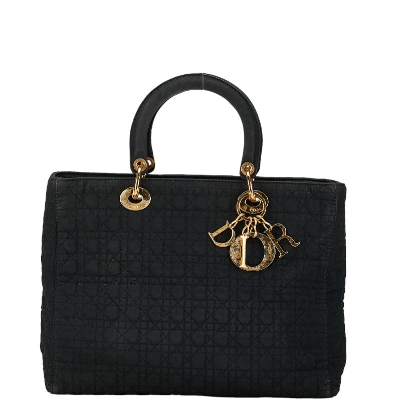 Dior Large Microcannage Canvas Lady Dior Canvas Handbag 1-0160406 in Good condition