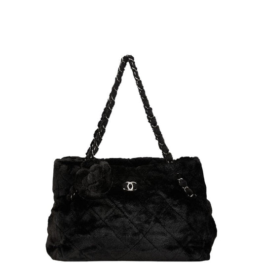 Chanel Matelasse Camellia Coco Mark Faux Fur 2way Shoulder Bag