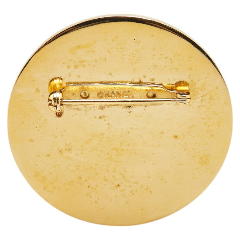 Chanel Gold Plated Logo Brooch
