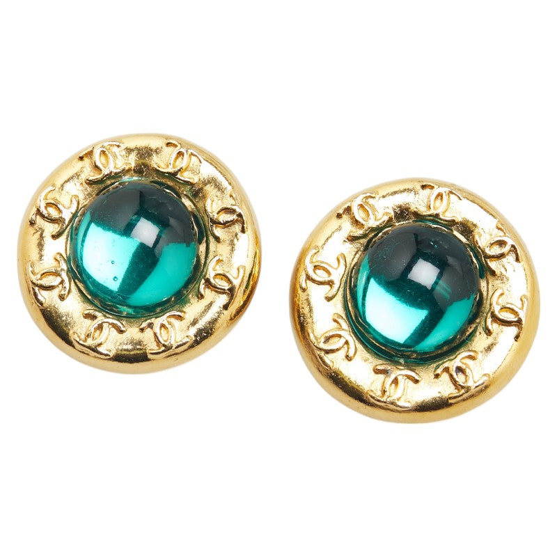 Chanel Coco Mark Round Stone Earrings