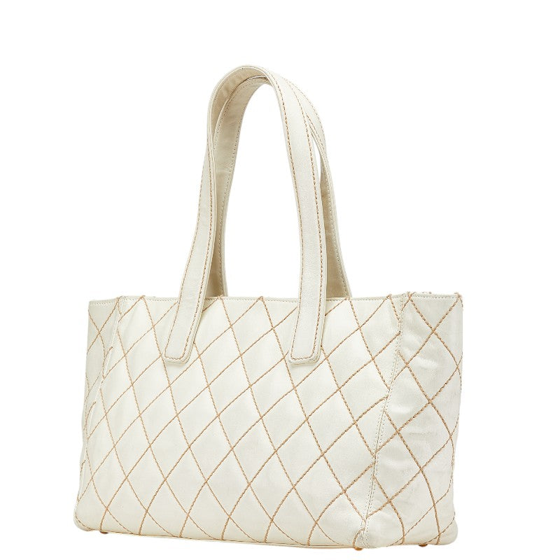 Chanel Coco Mark Wild Stitch Leather Tote Bag