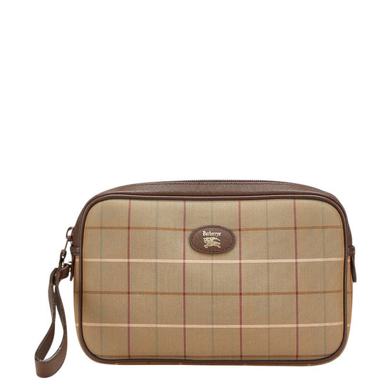 Burberry Check Canvas Leather Pouch