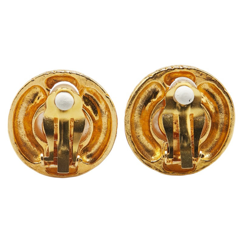 Chanel Logo Round Faux Pearl Earrings
