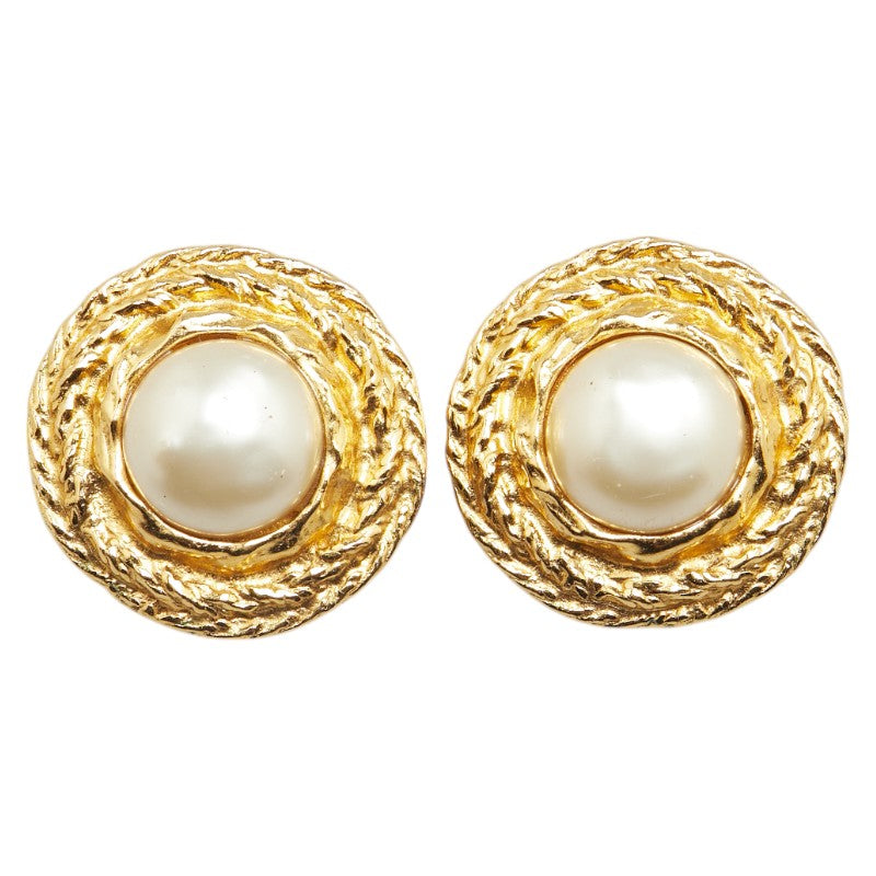 Chanel Round Faux Pearl Earrings