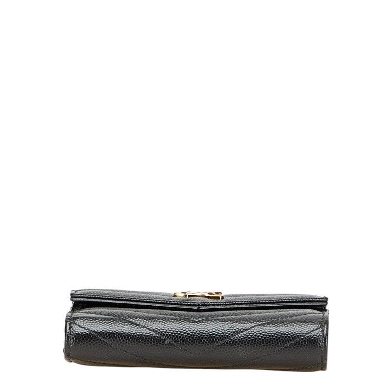 Saint Laurent YSL V Stitch Leather Trifold Wallet