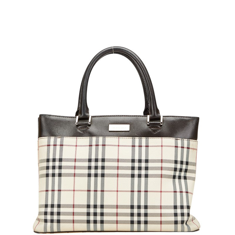 Burberry Nova Check Canvas Leather Tote Bag