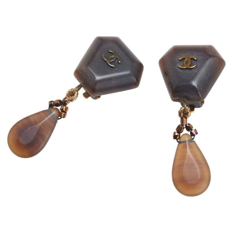 Chanel Coco Mark Wood Motif Earrings