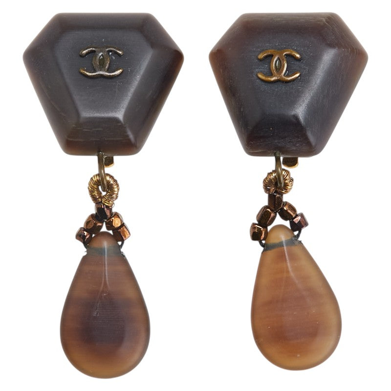 Chanel Coco Mark Wood Motif Earrings