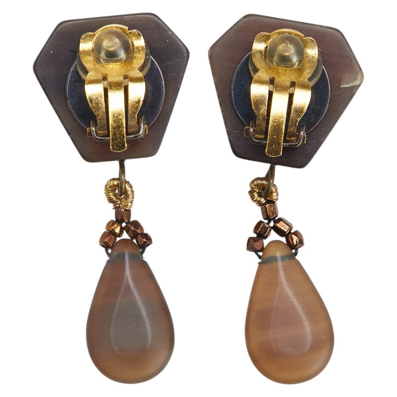 Chanel Coco Mark Wood Motif Earrings