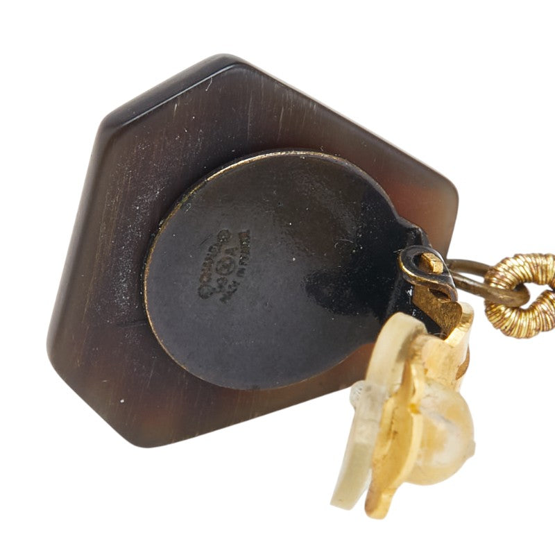 Chanel Coco Mark Wood Motif Earrings